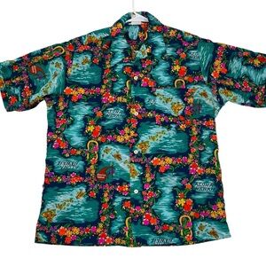 Made In Hawaii Aloha Shirt Islands Flowers Bright Vibrant Mia Design